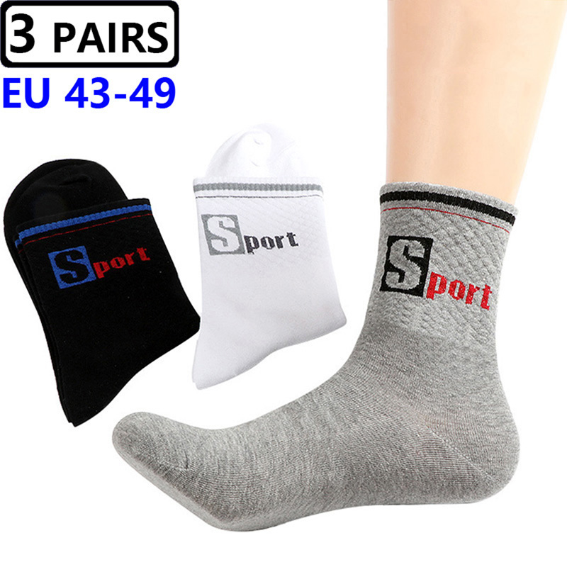 3 Pairs/Pack Big Large Socks E - Cotton Crew Sock Pack avaliação e preço