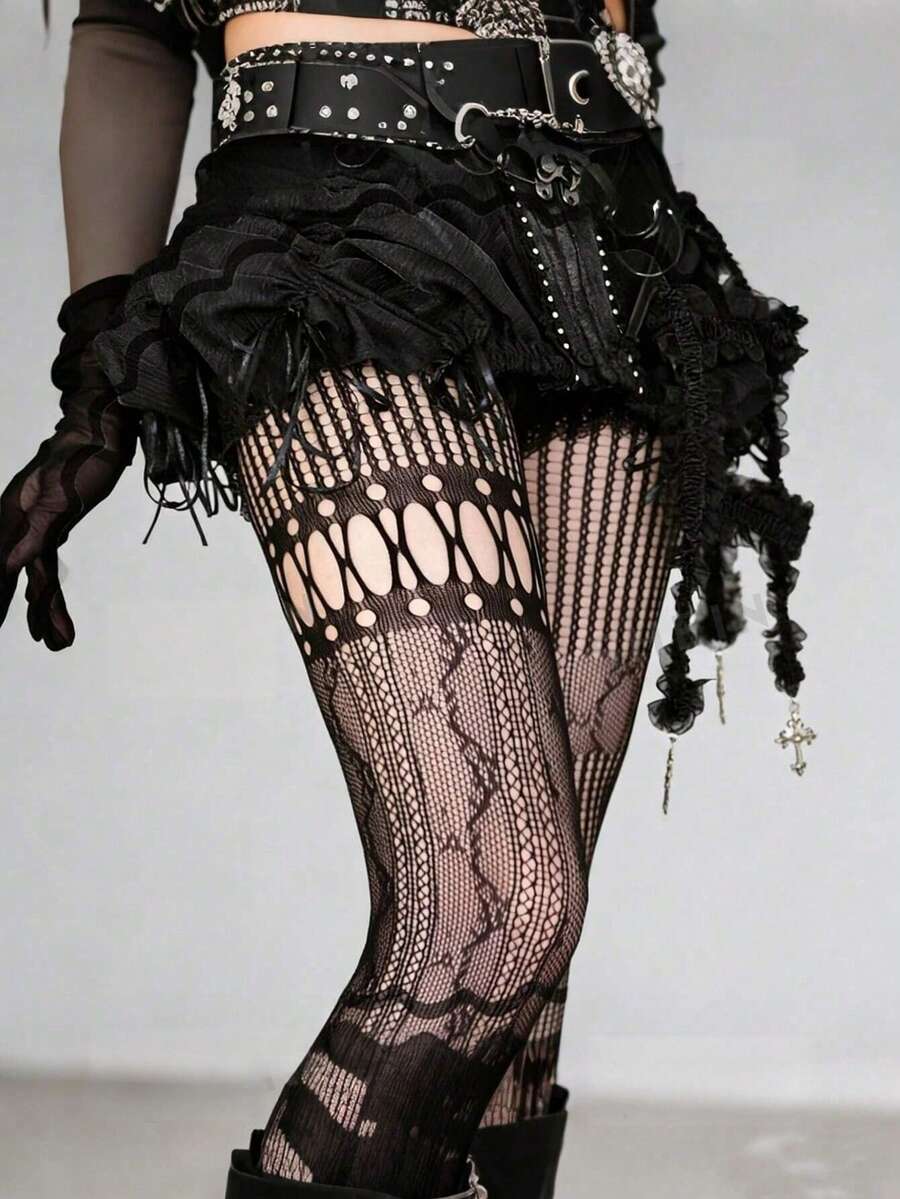 1pc Asymmetric Hollow Fishnet  - Fishnet Stocking Women avaliação e preço