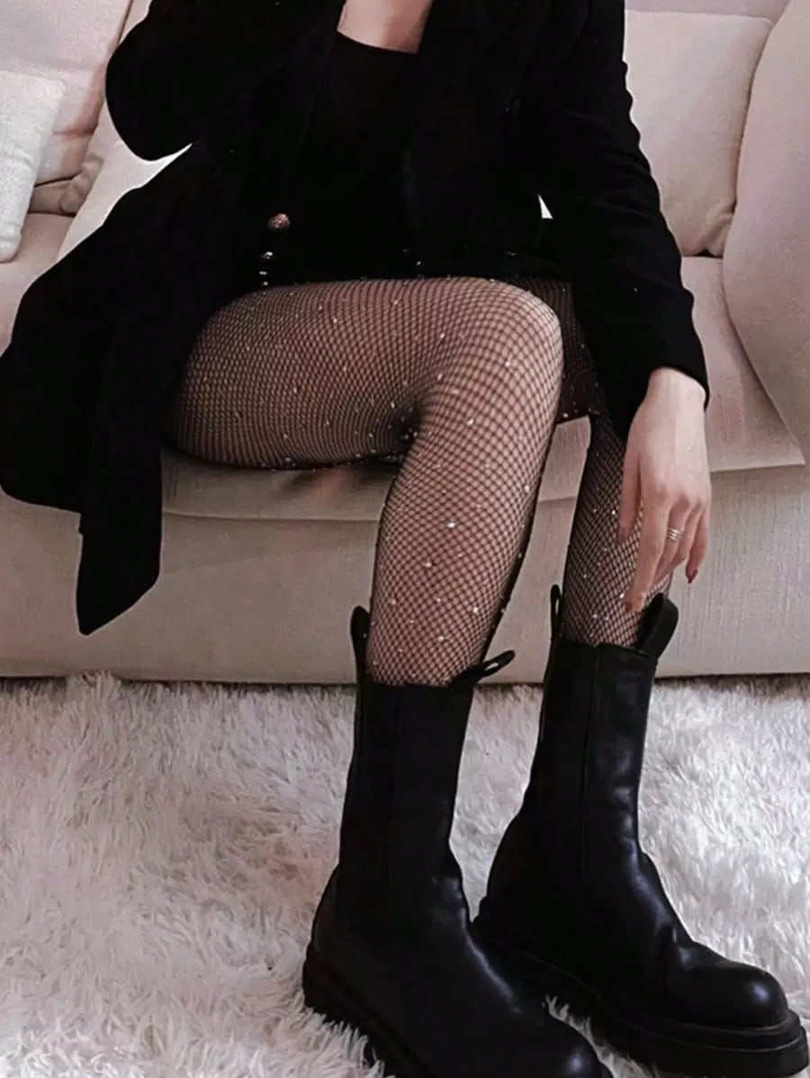 Women's Sheer Rhinestone Fishn - Tights Pantyhose Sheer avaliação e preço