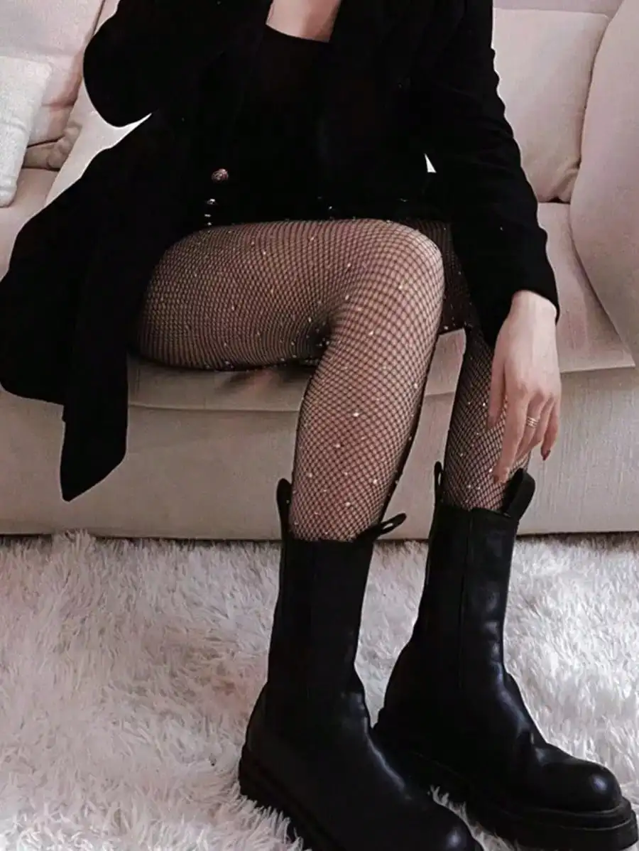Women's Sheer Rhinestone Fishn - Tights Pantyhose Sheer avaliação e preço