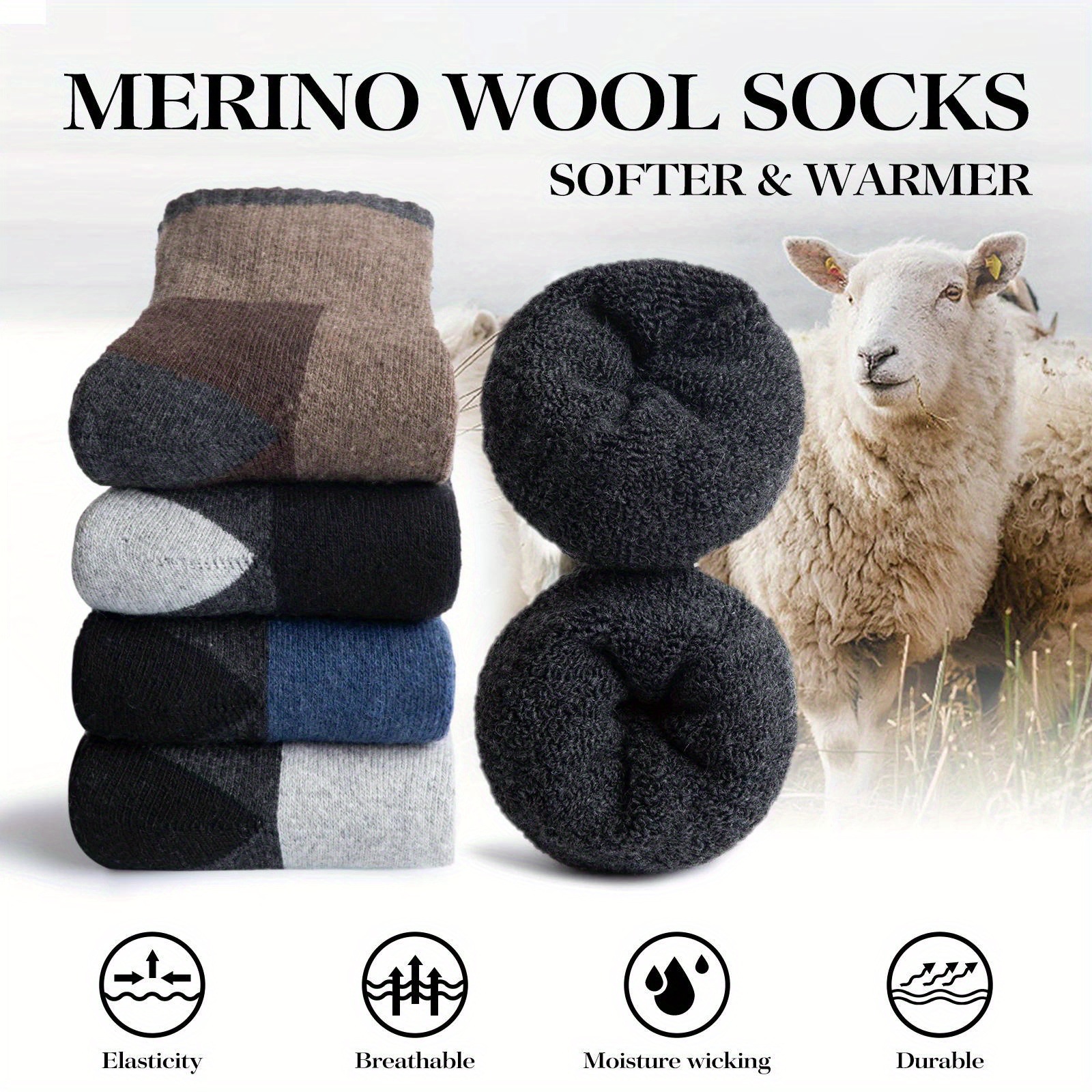 Winter Merino Wool Socks Thick - Wool Hiking Sock avaliação e preço