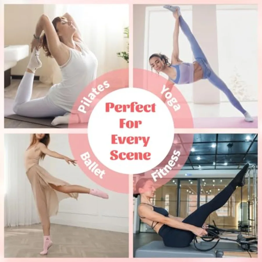 6 Pairs Pilates Socks with Gri - Grip Sock Yoga avaliação e preço