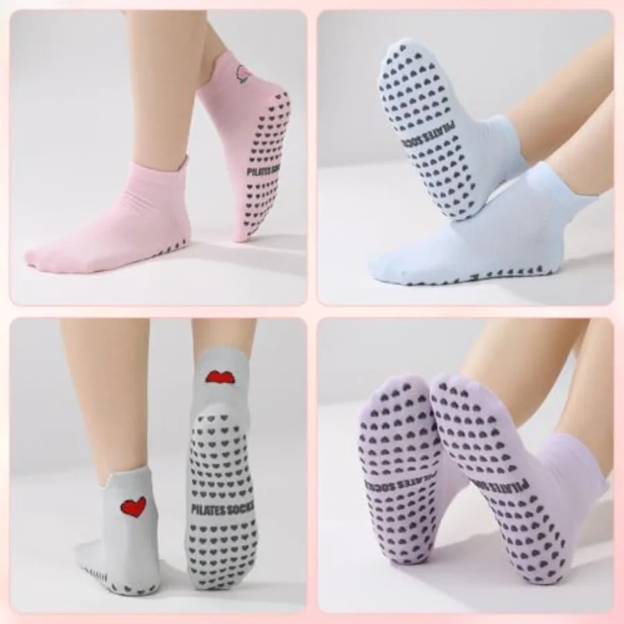 6 Pairs Pilates Socks with Gri - Grip Sock Yoga avaliação e preço