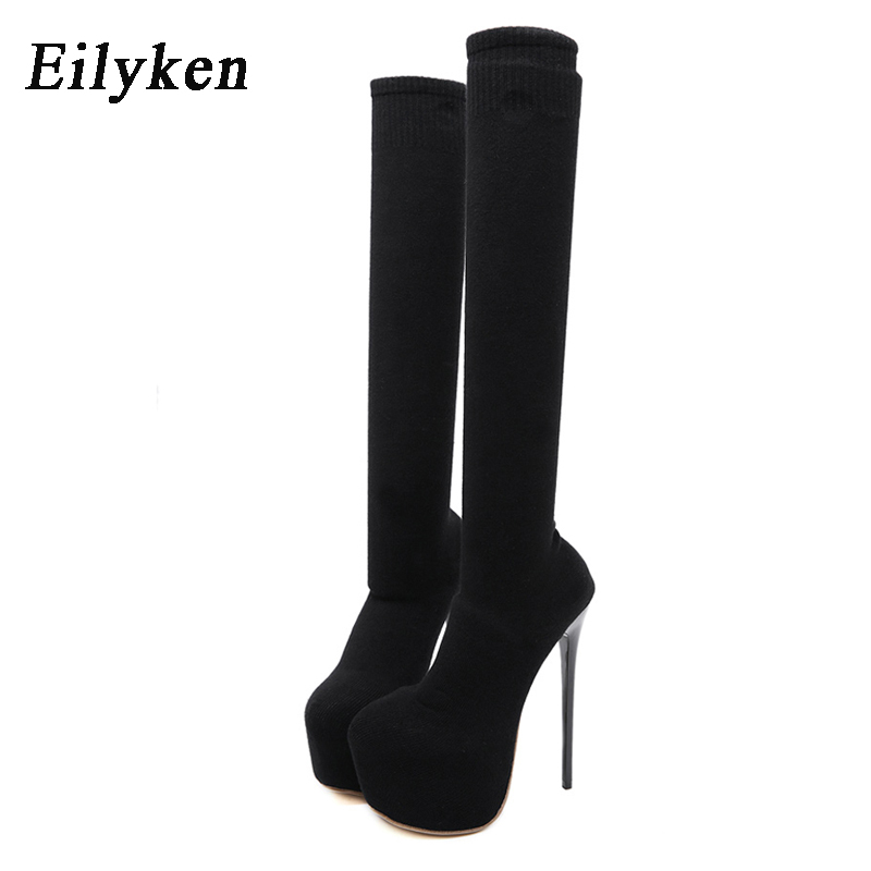 Eilyken 17CM Platform Heels Wo - Knee High Sock Women avaliação e preço