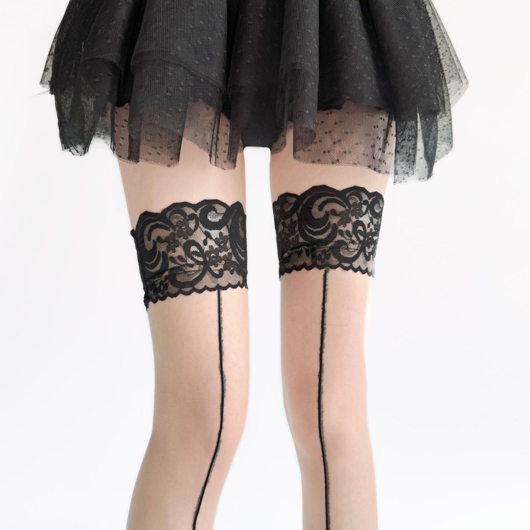Lace Top Sheer Thigh High Stoc - Thigh High Sock Stay Up avaliação e preço
