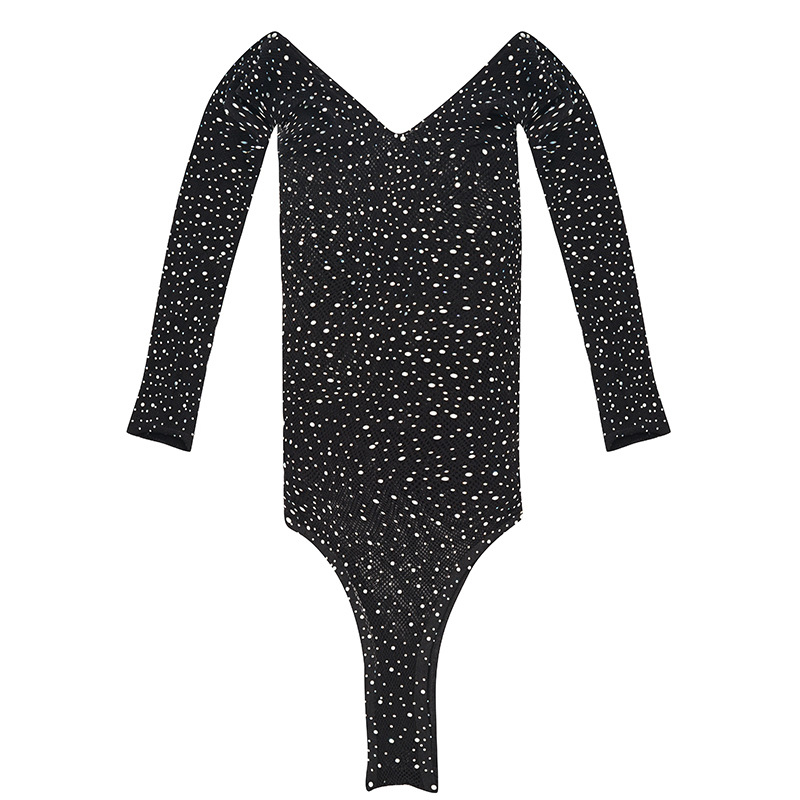 Women Rhinestone Glitter Bodys - Fishnet Stocking Women avaliação e preço