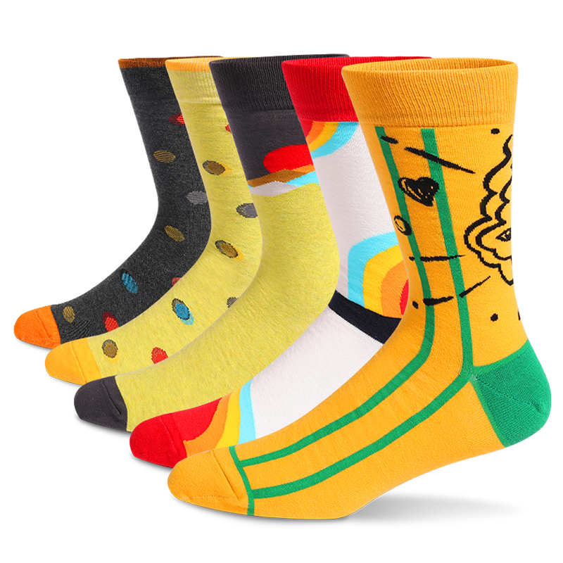 5Pairs Mens Fun Dress Socks, P - Cotton Crew Sock Pack avaliação e preço