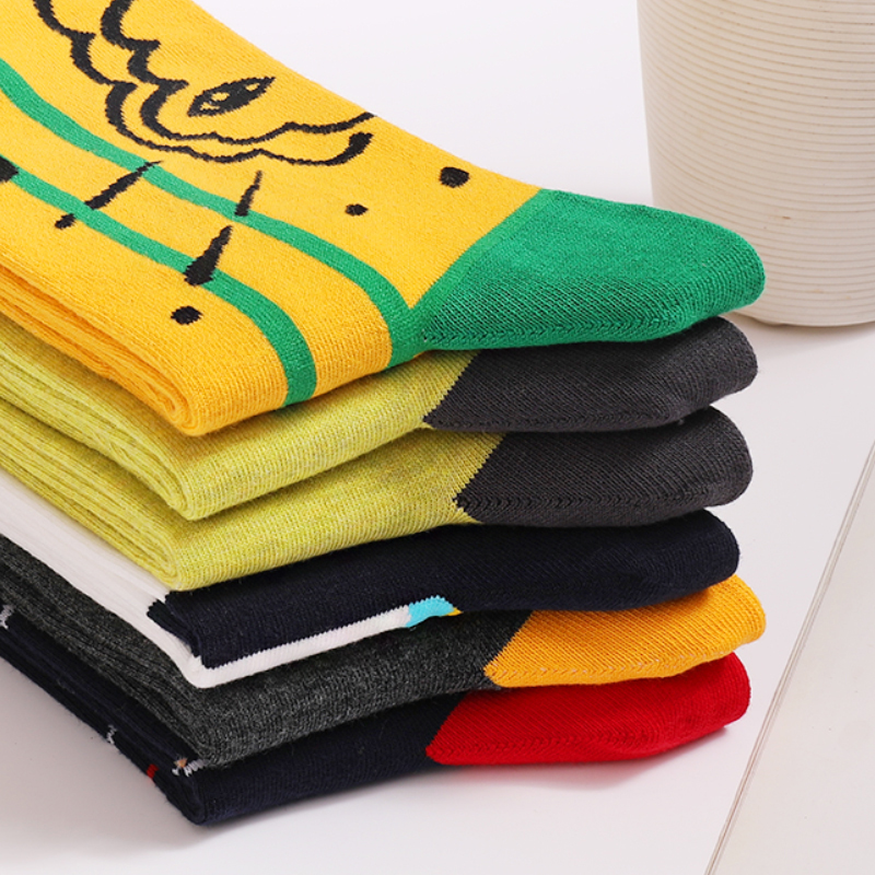 5Pairs Mens Fun Dress Socks, P - Cotton Crew Sock Pack avaliação e preço