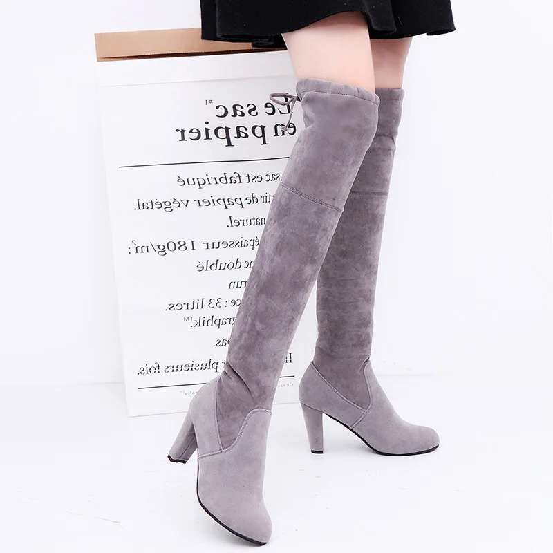 Women's Boots Stretch Fabric O - Knee High Sock Women avaliação e preço