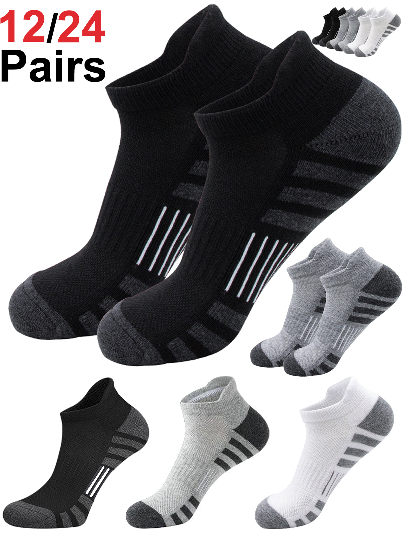 12/24 Pairs Cushioned Breathab - Athletic Sock Cushion avaliação e preço