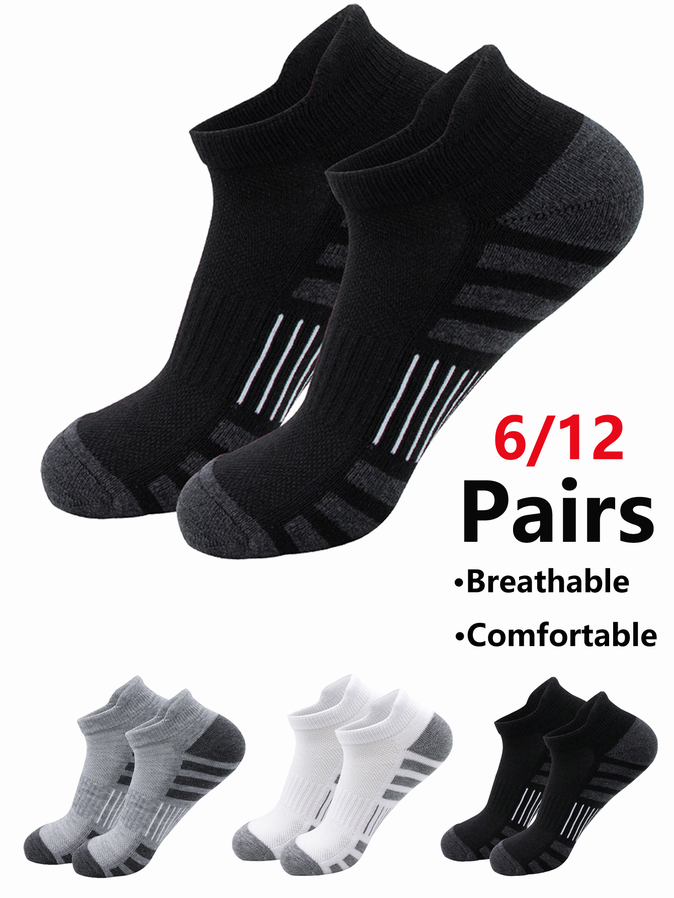 6/24 Pairs Cushioned Breathabl - Athletic Sock Cushion avaliação e preço