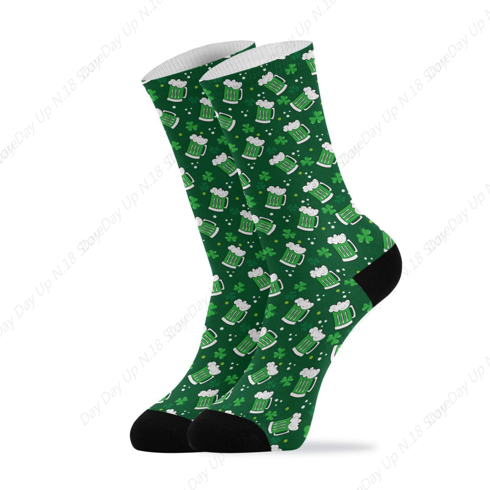 Green Clover Leaf Beer St. Pat - Cotton Crew Sock Pack avaliação e preço