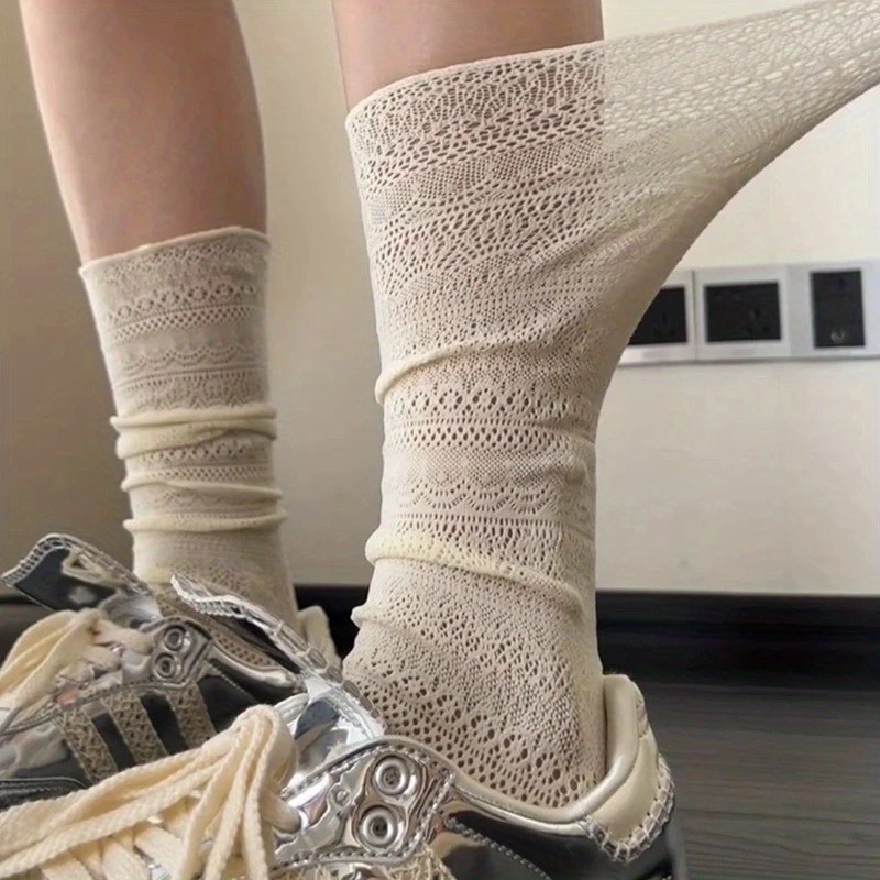 1/4 Pairs Women Lace Trimmed K - Knee High Sock Women avaliação e preço