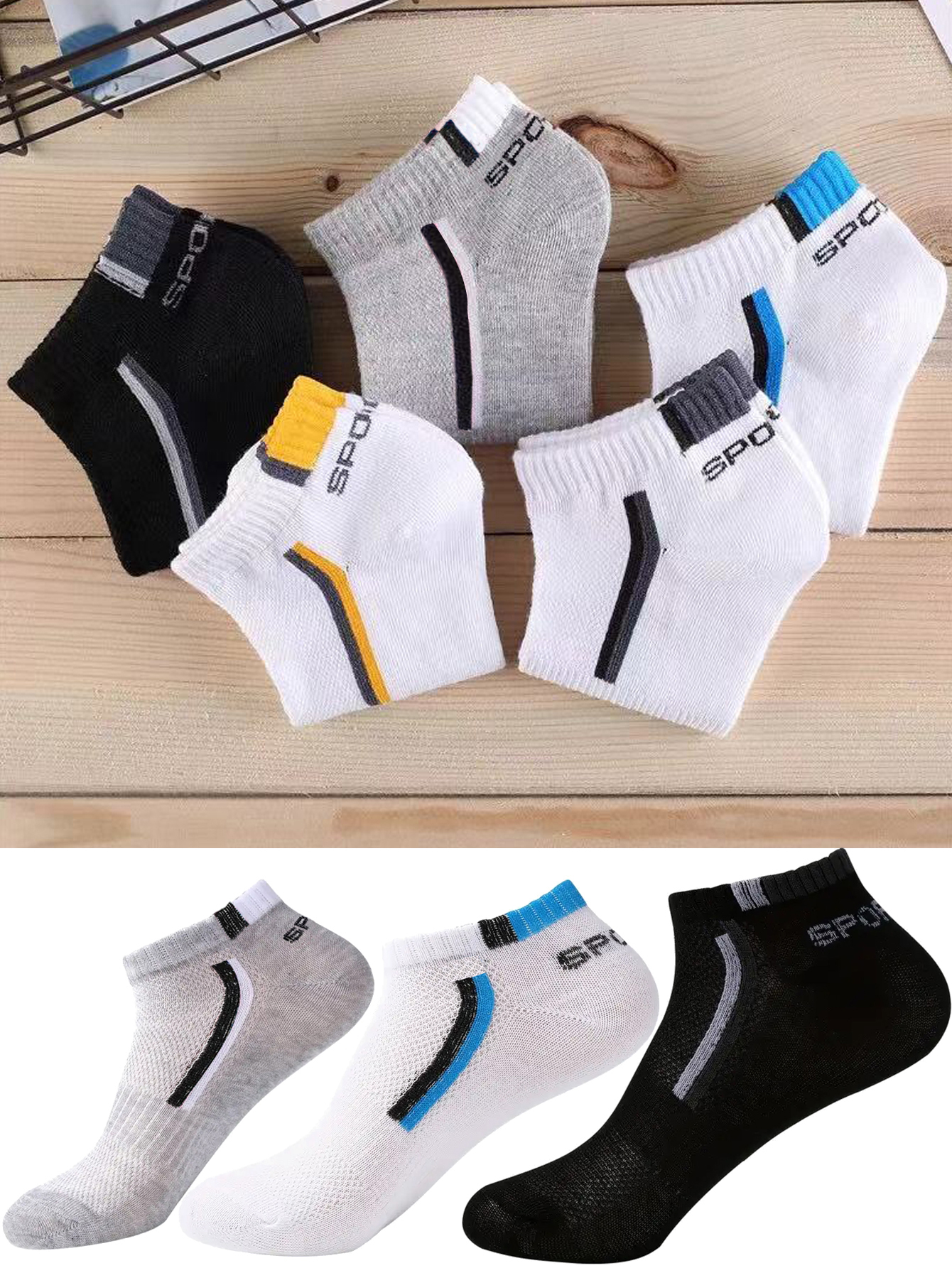 5/40 Pairs Mens Ankle Boat Soc - Ankle Sock Low Cut avaliação e preço
