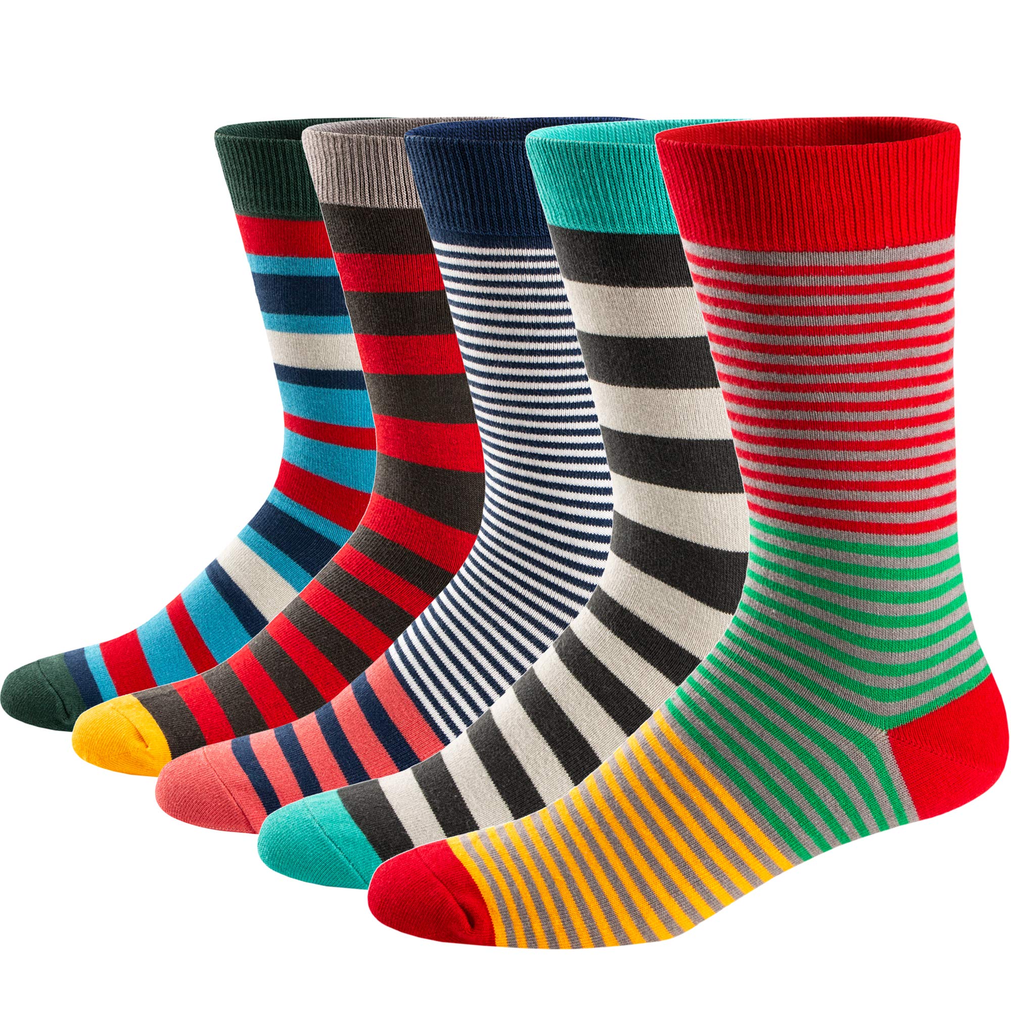 5Pairs Mens Fun Dress Socks, P - Cotton Crew Sock Pack avaliação e preço
