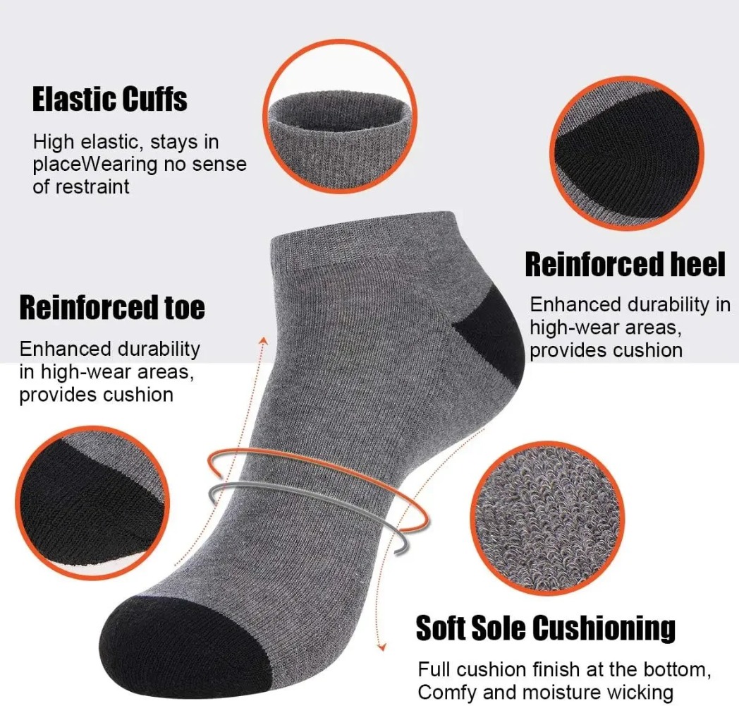 1-10Pairs Breathable Mens Summ - Ankle Sock Low Cut avaliação e preço