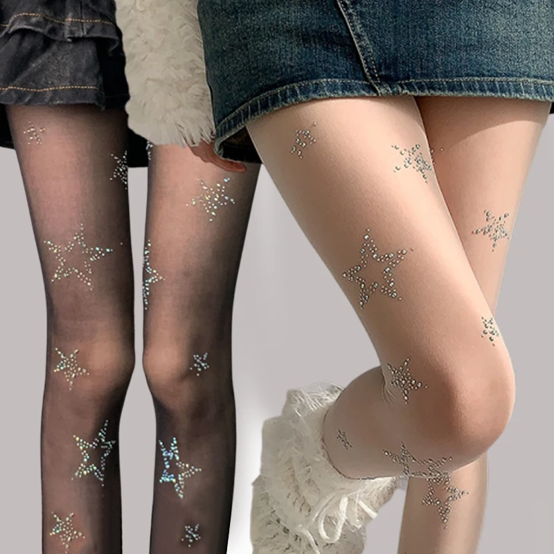 Y2k Star Diamond Rhinestone Fi - Fishnet Stocking Women avaliação e preço