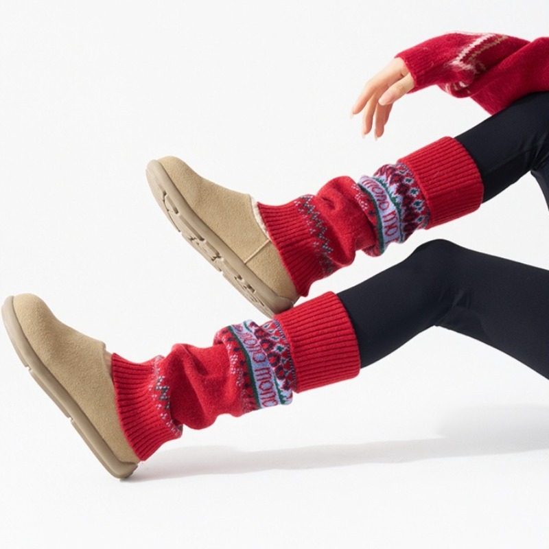 ​Fair Isle Knitted Leg Warmers - Boot Sock Slouchy avaliação e preço