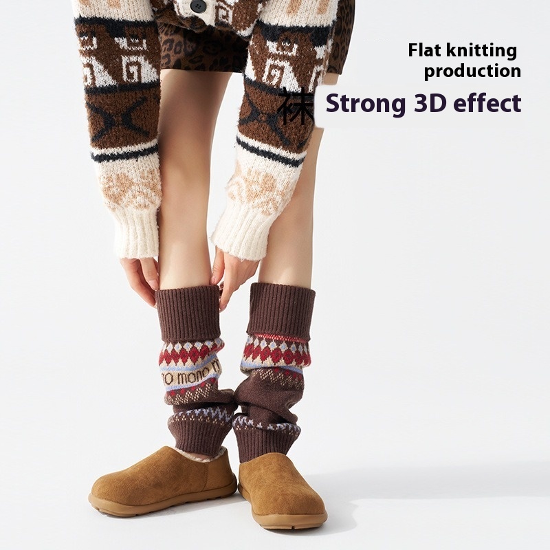 ​Fair Isle Knitted Leg Warmers - Boot Sock Slouchy avaliação e preço