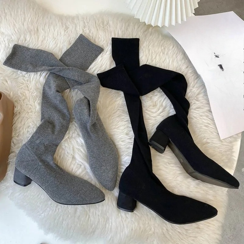 High Knee Sock Shoes 2025 New  - Knee High Sock Women avaliação e preço