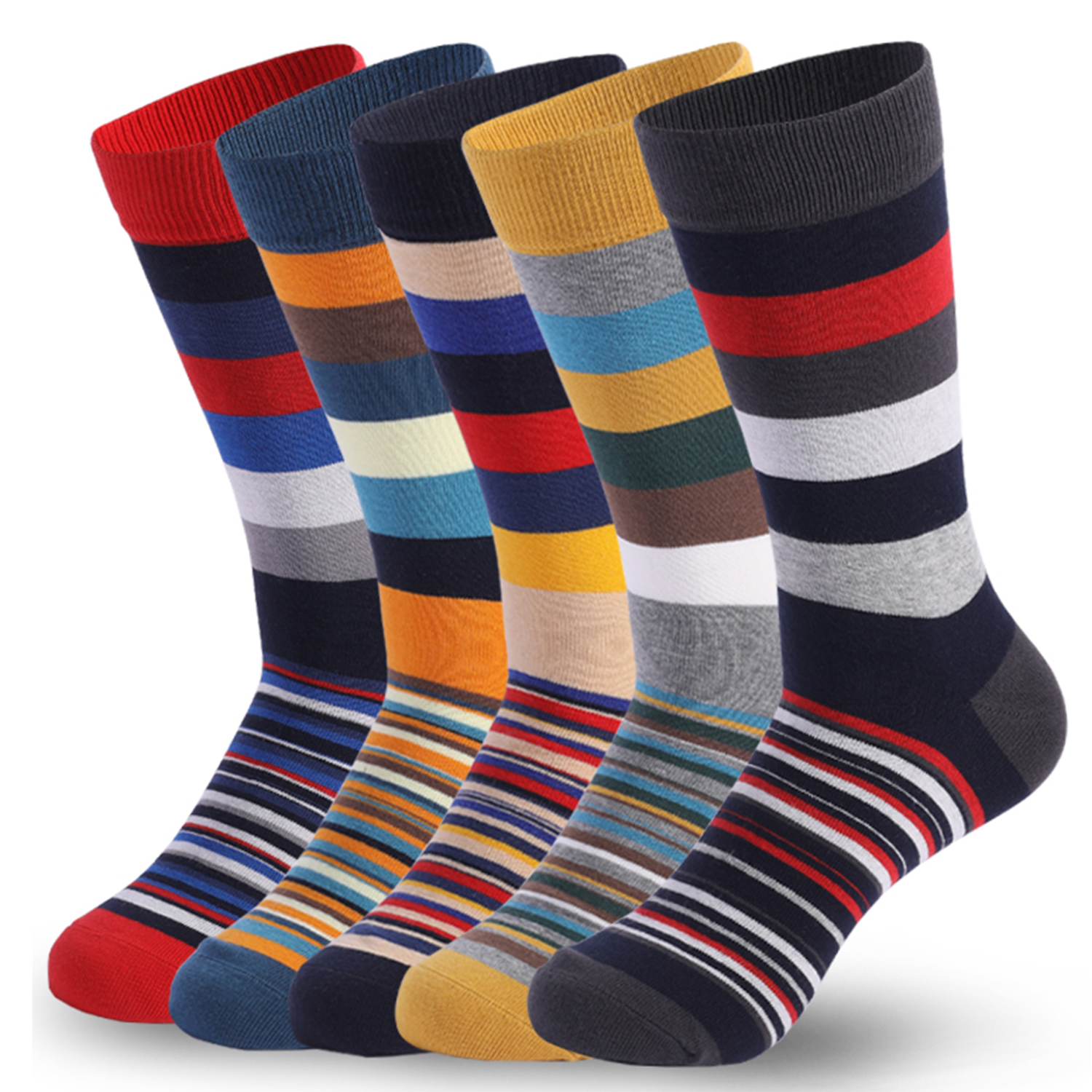 5Pairs Mens Fun Dress Socks, P - Cotton Crew Sock Pack avaliação e preço