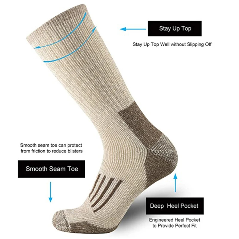80% Wool Socks Thicken Warm Hi - Wool Hiking Sock avaliação e preço