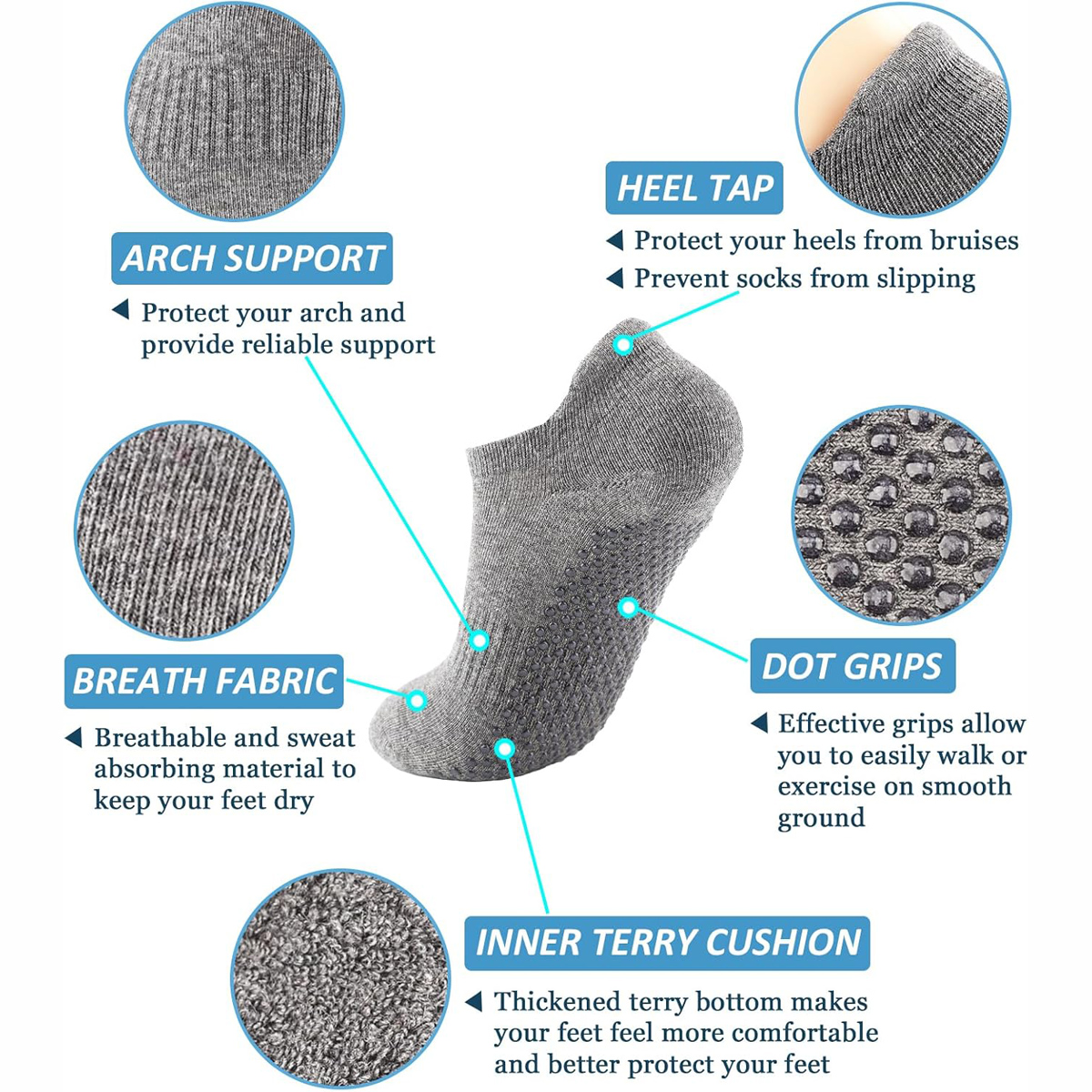 6 Pairs Yoga Socks for Women P - Grip Sock Yoga avaliação e preço