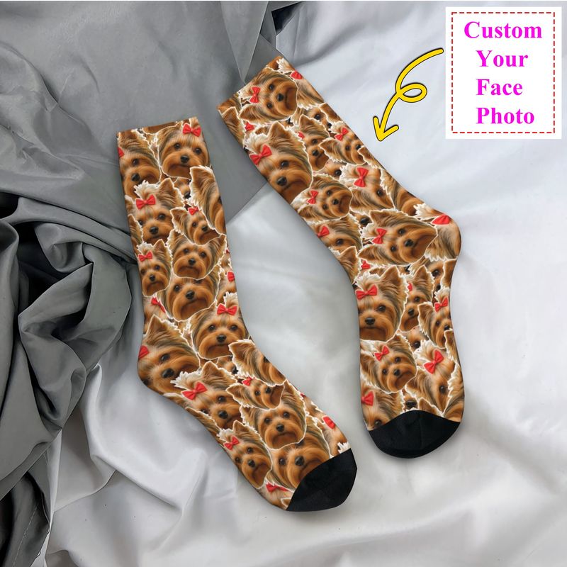 Cute Mens Personalized Dog Fac - Dress Sock Men avaliação e preço