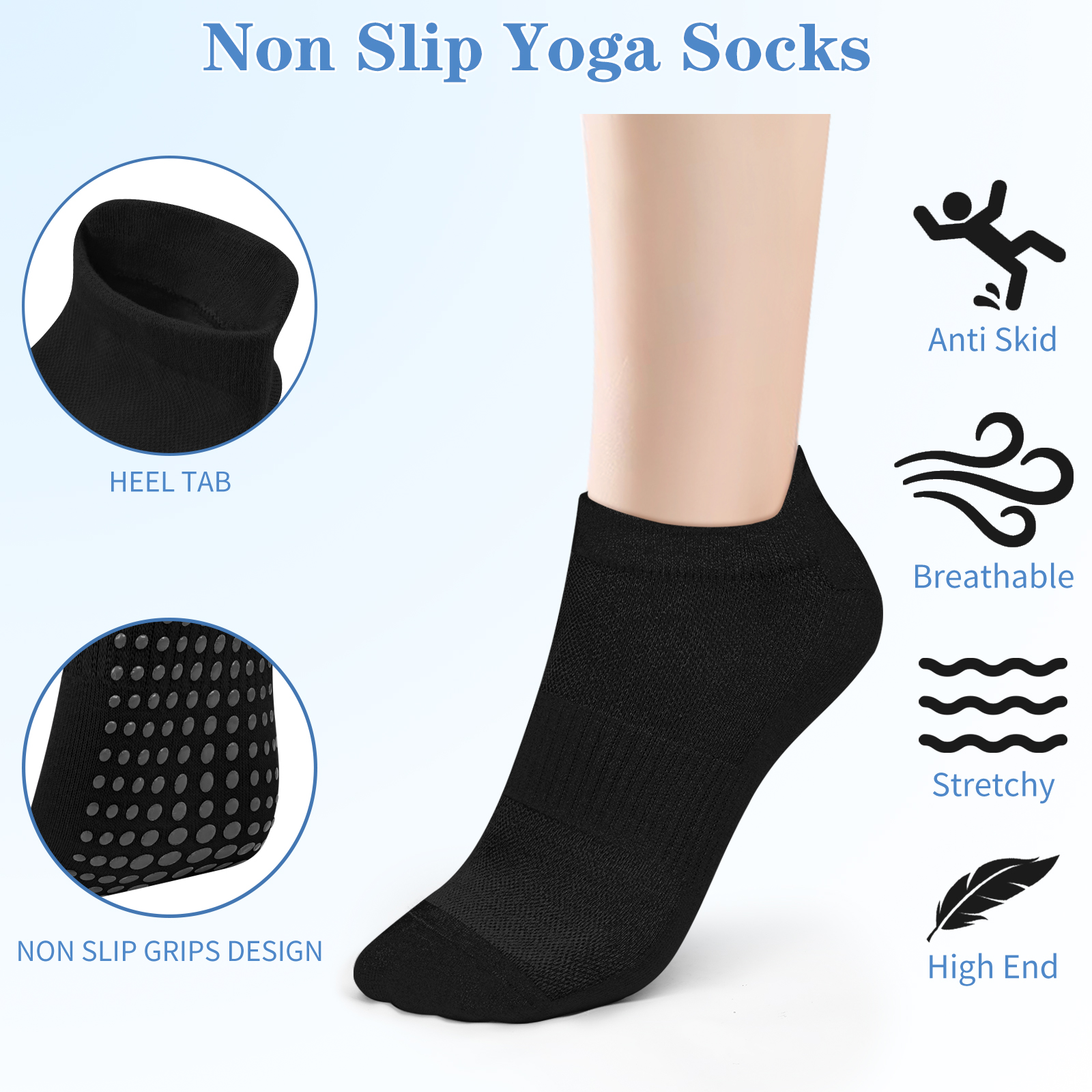 3 Pairs Yoga Socks Women Cotto - No Show Sock Women avaliação e preço